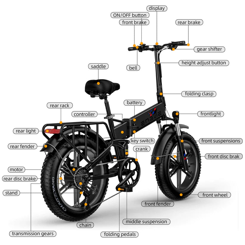ENGWE Engine X 250W 100KM Full Suspension Foldable Electric Bike - Enviro Electric Bikes