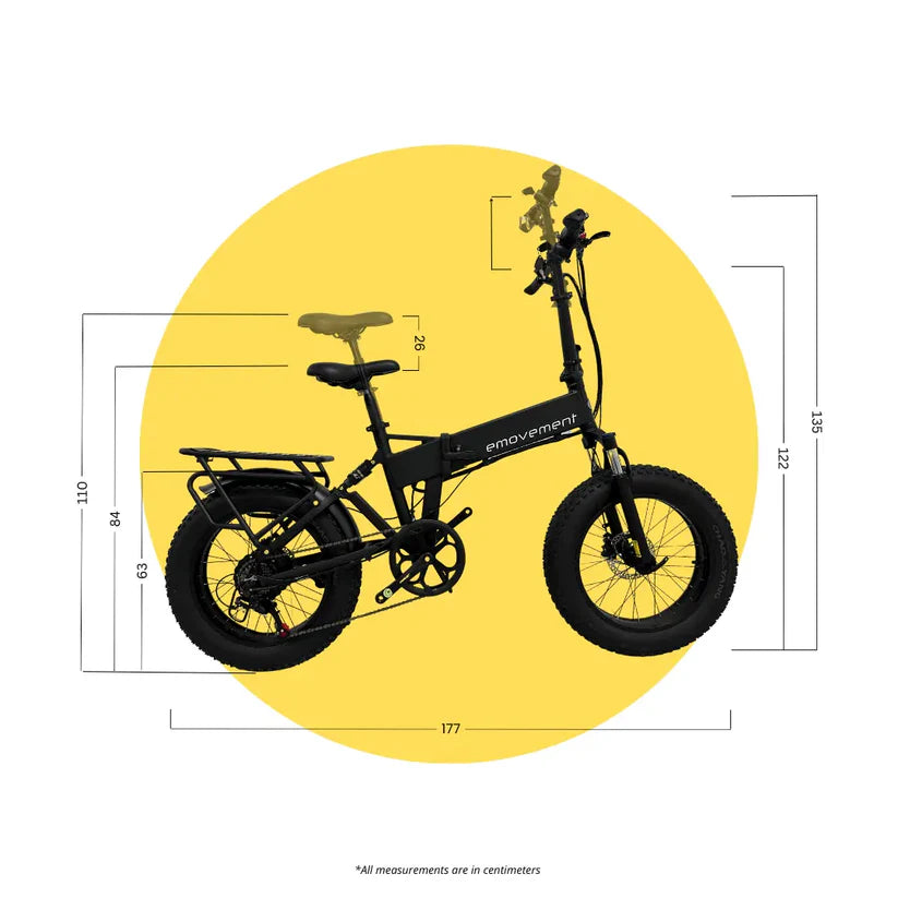 E-Movement Panther v4.2 (Blaze Red) Fat Tyre Folding Electric Bike 250W | 500W