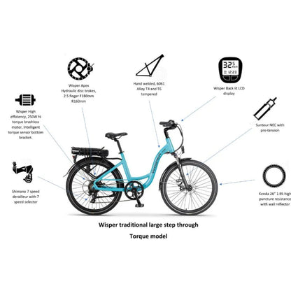 Wisper 705 24" Step-Through Electric Bike