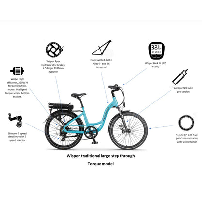 Wisper 705 26" Step Through Electric Bike