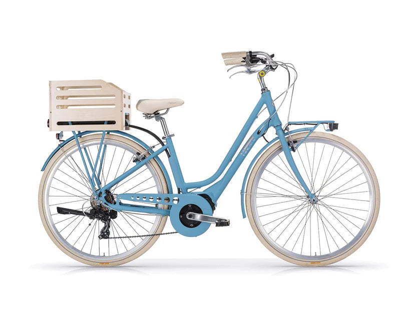 MBM Apostrophe Ladies Hybrid Step Through City Commuting Electric Bike Sky Blue