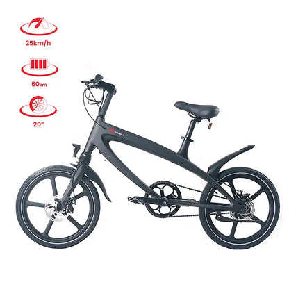 Cruzaa Carbon Black E-Bike with Built-in Speakers & Bluetooth