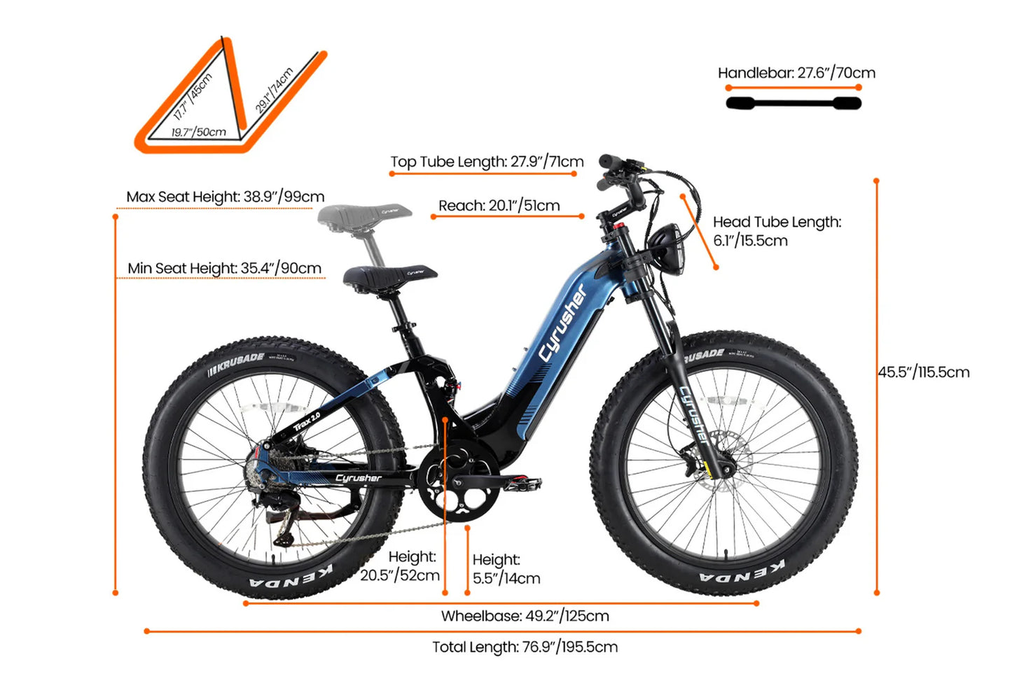 Cyrusher Trax 2.0 250W 95Nm 75 Mile Range Step Through Electric Bike