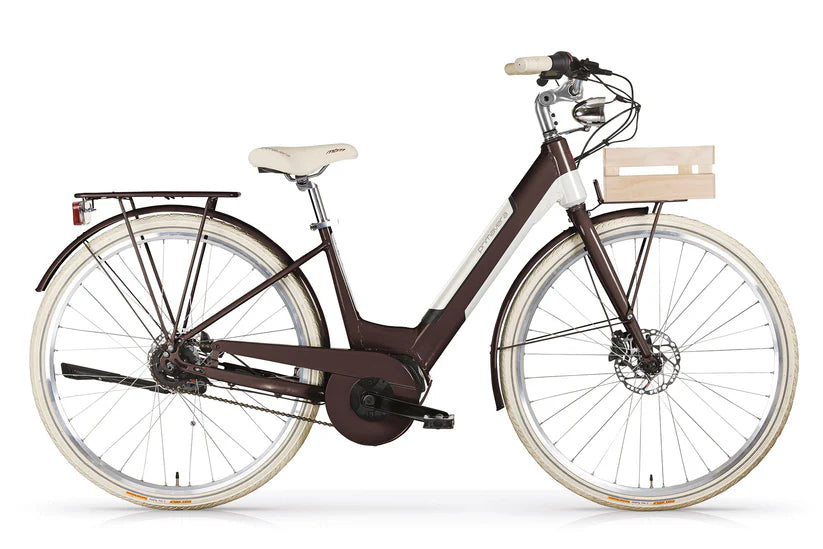 MBM E-Primavera Step Through Hybrid City Commuting Electric Bike – Chocolate